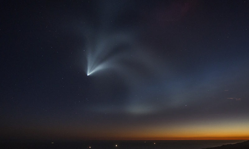 SpaceX rocket launch lights up California skies