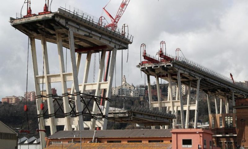 Workers Carefully Remove Remains of Collapsed Genoa Bridge