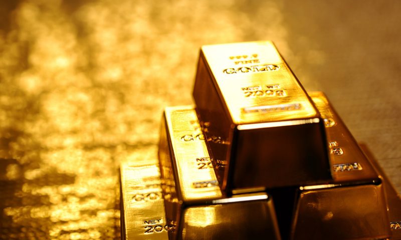 Gold futures finish with a modest gain after an earlier rise to a 14-month high
