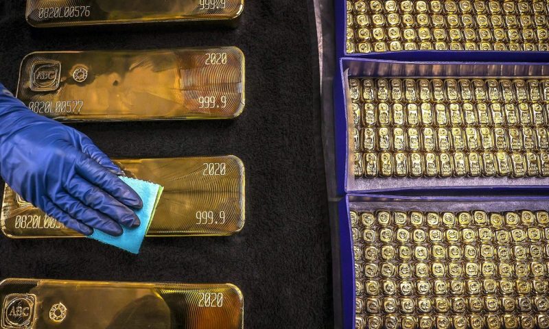 Gold prices end lower on rise in U.S. bond yields, risk-on sentiment