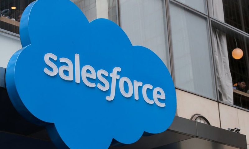 Dow up 525 points on gains in Microsoft, Salesforce Inc. stocks