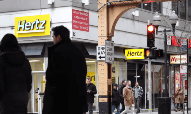 Hertz’s stock ends at fresh low after being caught in downdraft created by car-rental rival Avis