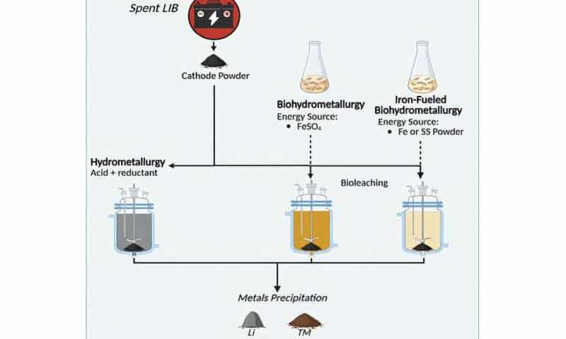 Feeding off spent battery waste, a novel bacterium signals a new method for self-sufficient battery recycling